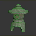 Traditional Stone Lantern With Round Top Circular Opening And Arch Shaped Base Design