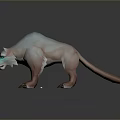 Game Fantasy Creature Character With Pale Blue Pink Fur Glowing Blue Eyes And Sharp Claws