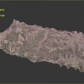 Detailed Natural Terrain Model Featuring Mountain Ranges Valleys River And Vegetation