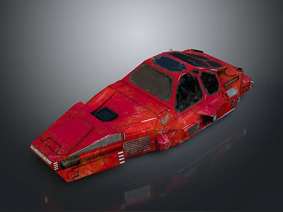 Red Sci Fi Spaceship Model With Futuristic Design And Detailed Structure 3d model