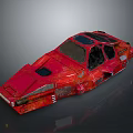 Red Sci Fi Spaceship Model With Futuristic Design And Detailed Structure