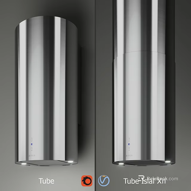 Sleek Modern Kitchen Featuring Two Silver Cylindrical Metallic Kitchenware With Shiny Surface 3d model