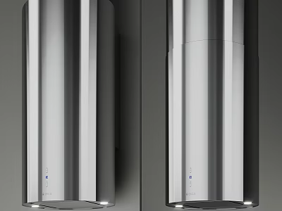 Sleek Modern Kitchen Featuring Two Silver Cylindrical Metallic Kitchenware With Shiny Surface 3d model