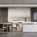 Modern dining table and chair combination 3d model