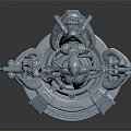 Detailed Futuristic Mechanical Female Character With Robotic Arms Chains And Pedestal