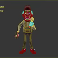 Cartoon Style 3D Model Game and Movie Character with Hat Overalls and Microphone Device