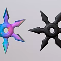 Two Star Shaped Shuriken Sports Equipment with Colorful Gradient and Black Design