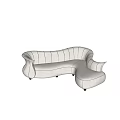 Irregular Shaped Sofa With Light Colored Fabric And Modern Curved Lines For Minimalist Interior 3d model