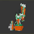 Pixel Style Game Weapons With Various Carrot Green Leaves And White Block Shapes