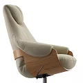 Modern Accent Chair Beige Fabric with Ottoman Brown Leather Armrest Metal Base