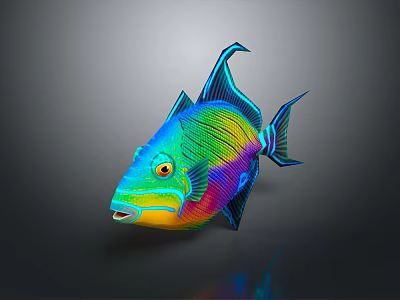 Vibrant Colorful Tropical Fish With Iridescent Scales And Unique Fins Design 3d model