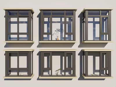 Modern aluminum alloy bay window broken bridge aluminum casement window casement window sliding window balcony corner window floor-to-ceiling window 3d model