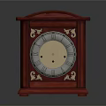 Vintage Wooden Mantel Clock with Intricate Carved Decorations and Round Metal Dial for Home Decor