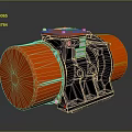 Orange And Black Industrial Vibrating Motor With Metal Housing And Mounting Parts
