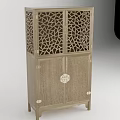Traditional Wooden Bookcase With Lattice Carved Design And Decorative Cabinet Doors