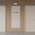 Essential Fire Equipment With Fire Exit Signs On Three Fire Doors In Building Interior
