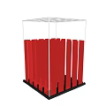 Transparent Cube Frame Decorative Ornament Set With Red Strip Decorations And Base 3d model
