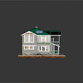 Two Story Detached Villa With Green Roof Solar Panels Multiple Windows Porch And Stone Foundation