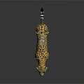 Realistic Jaguar Statue With Yellow Leopard Print Fur Standing On Dark Surface