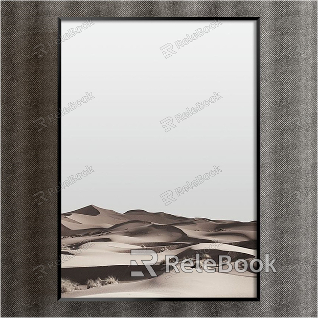 Modern landscape painting simple black and white study desert decorative painting model