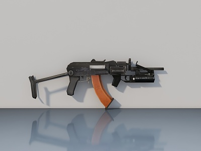 Equipped with submachine gun pistol 3d model