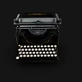 Vintage Office Appliance Classic Typewriter With White Keys Black Body And Decorative Design Elements