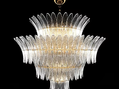 Elegant Multi Layer Crystal Chandelier With Transparent Petal Design And Warm Lighting 3d model