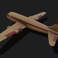 Vintage Passenger Plane with Cream Colored Fuselage Red Accents and Propeller Engine