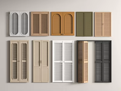 Various Interior Door Designs Featuring Different Colors And Wooden Panels 3d model