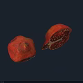 Two Fresh Red Pomegranates Ripe Whole Healthy Natural Organic Fruit On White Background