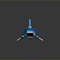 Blue Mechanical Shark Character Constructed With Building Blocks And Unique Design Details