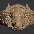 Elegant Golden Bull Head Design Ring With Taurus Symbol And Detailed Craftsmanship