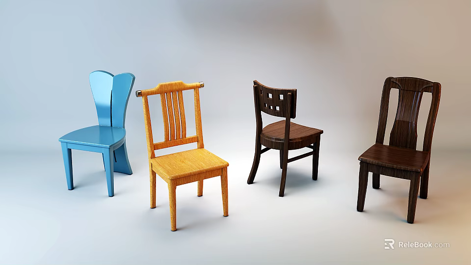 Single Chair Collection with Various Colors and Modern Design Styles 3d model