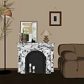 Marble Fireplace With Decorative Mantel Cozy Sofa And Floor Lamp In Living Room Interior