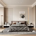 Modern Bedroom Interior Design With Large Bed Nightstands Accent Chair And Artwork Rug