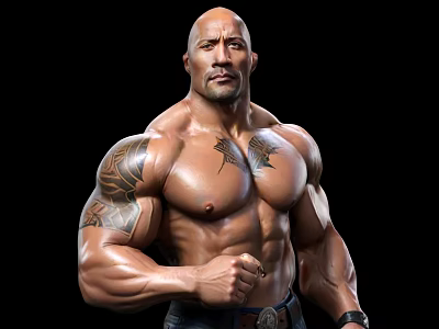 The Man Shirtless With Muscular Build And Tattoos In Confident Pose 3d model