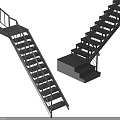 Modern Metal Stairs With Handrail And Step Structure Design Elements 3d model