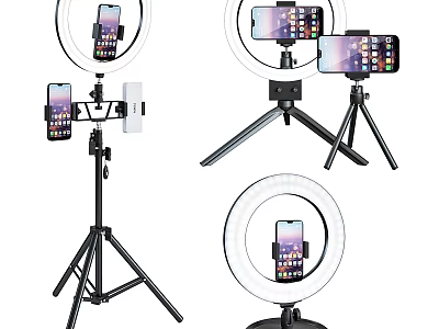 Professional Commercial Ring Light With Phone Holder Tripod Stand For Live Streaming 3d model
