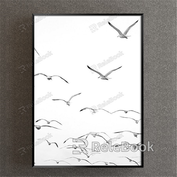 Nordic Animal Painting Grey Children's Room Animal Seagull Decorative Painting model