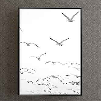 Nordic Animal Painting Grey Children's Room Animal Seagull Decorative Painting 3d model