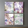 Watercolor Botanical Paintings Set With Purple Pink Green Floral Patterns Artworks