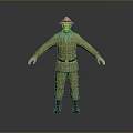 Man in Yellow Uniform With Hat Belt and Boots 3D Character Model
