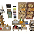 Multi Tiered Wooden Display Shelves for Bread Fruits Snacks and Bottled Drinks