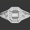 Elegant Vintage Inspired Statement Ring With Square Cut Gemstone And Diamond Accents On Silver Band