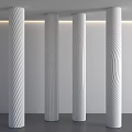 Four White Spiral Textured Columns In Modern Minimalist Interior Design