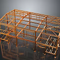 Golden Metallic Building Framework Structure With Support Beams Floor Joists And Columns