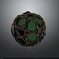 Artistic Green Sphere With Intricate Colorful Woven Rope And Glossy Surface