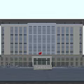 Modern Office Building With Large Glass Windows Light Colored Facade And Spacious Entrance Courtyard