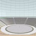 Open Air Amphitheater With Tiered Seats Under Starry Sunset Sky Backdrop 3d model