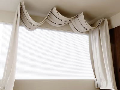 Suspended Hanging Curtain Ceiling Chinese Fabric Decorative Curtain 3d model